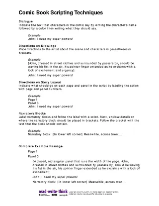 Forms Comic Book Script Writing Template Example