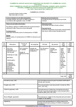 Forms Commercial Invoice Format