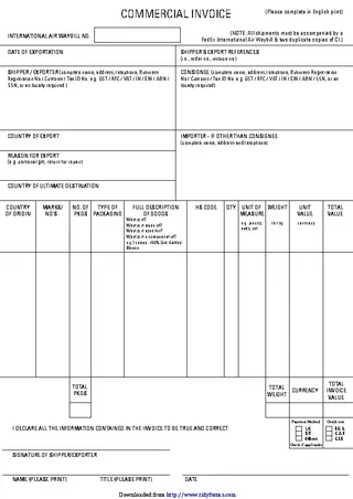 Commercial Invoice Template 2