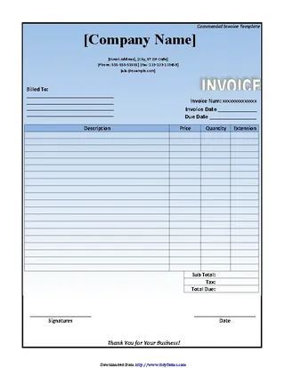 Forms Commercial Invoice Template