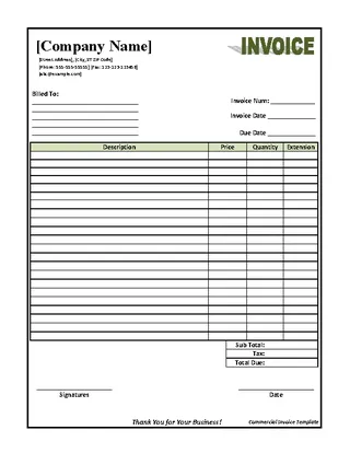 Commercial Invoice Template2