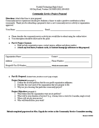 Forms Community Service Project Proposal Template