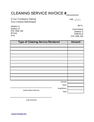 Forms Company Cleaning Invoice Template