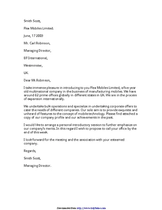 Forms Company Introduction Letter