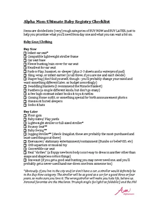 Forms Complete Ultimate Baby Registry Checklist Example