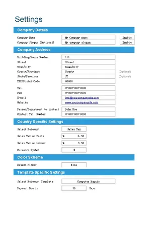 Forms Computer Repair Invoice Template