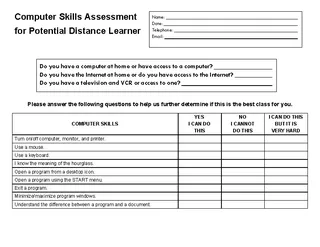 Forms Computer Skills Assessment Template