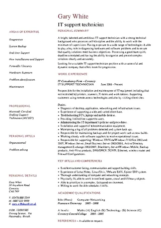 Computer Technician Resume