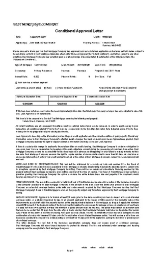 Conditional Approval Letter