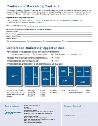Forms Conference Marketing Contract
