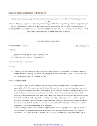 Forms Confidentiality Agreement Sample 1
