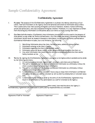 Forms Confidentiality Agreement Sample 2