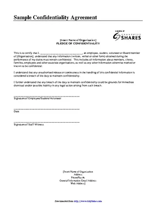 Forms Confidentiality Agreement Sample 3