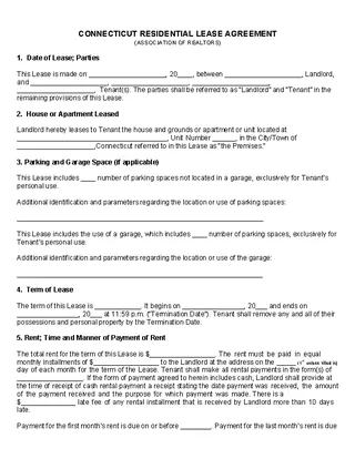 Connecticut Association Of Realtors Lease Agreement