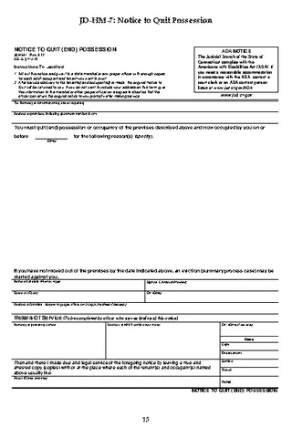 Forms Connecticut Notice To Quit End Possession Form Jd Hm 7