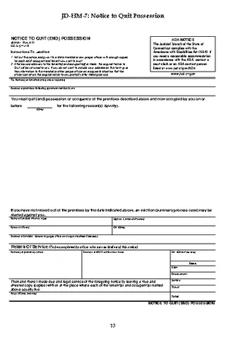 Connecticut Notice To Quit End Possession Form Jd Hm 7