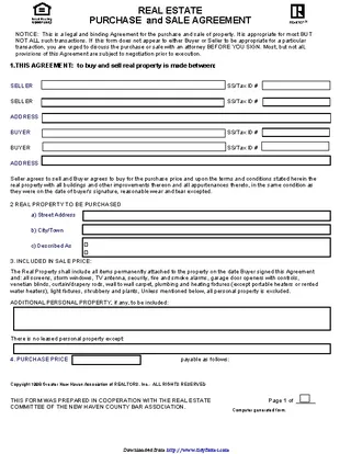 Forms Connecticut Real Estate Purchase And Sale Agreement Form