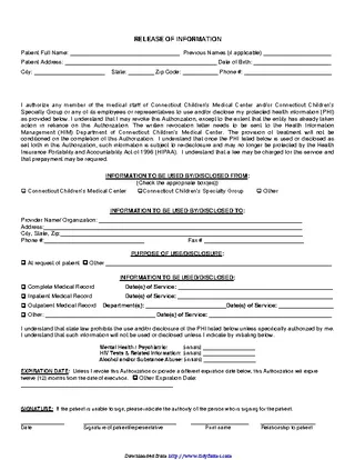 Forms Connecticut Release Of Information Form