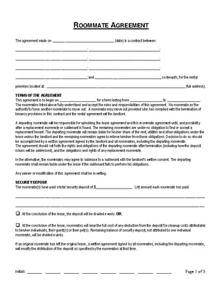 Connecticut Roommate Agreement Template