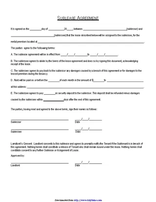 Forms Connecticut Sublease Agreement Form