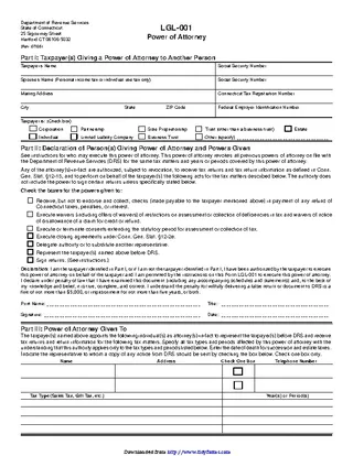 Connecticut Tax Power Of Attorney Form