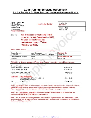 Forms Construction Invoice Sample