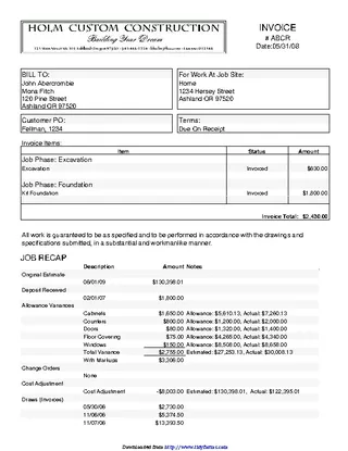 Forms Construction Invoice