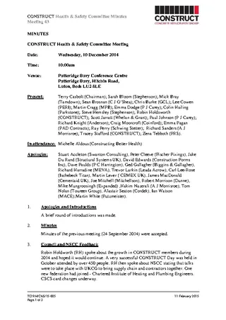 Forms Construction Safety Meeting Minutes Template