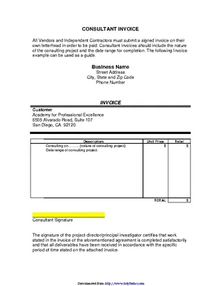 Forms Consultant Invoice Template