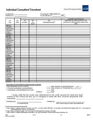 Forms Consultant Timesheet Template