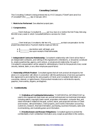 Forms Consulting Contract