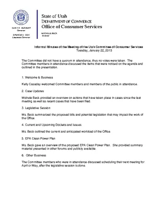 Consumer Service Informal Minutes