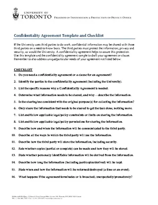 Forms Contractor Confidentiality Agreement Template And Checklist