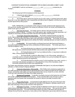 Forms Cooperative Confidentiality Negotiation Agreement