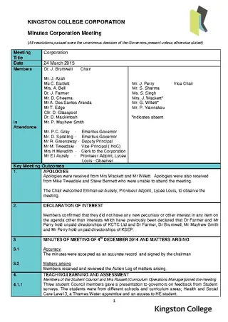 Forms Corporate Minutes Meeting Template