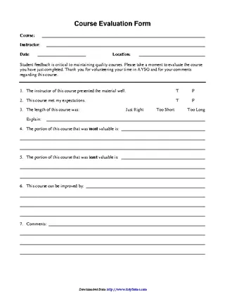 Forms Course Evaluation Form 1