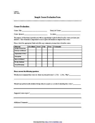 Forms Course Evaluation Form 3
