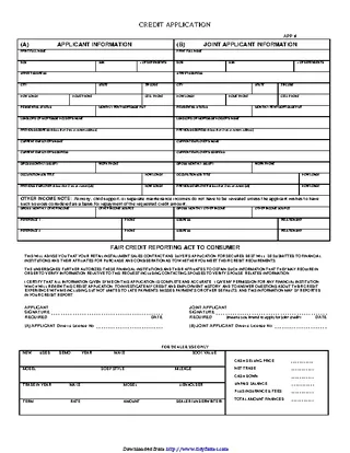 Forms Credit Application