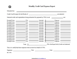 Forms Credit Card Expense Report Template