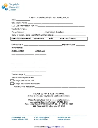 Forms Credit Card Payment Authorization Template 2