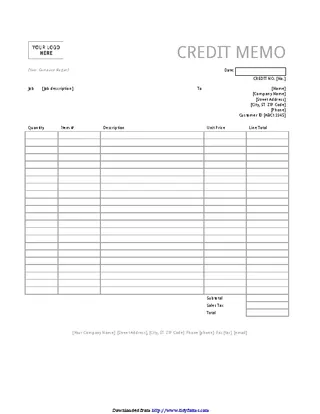 Forms Credit Memo Simple Lines Design