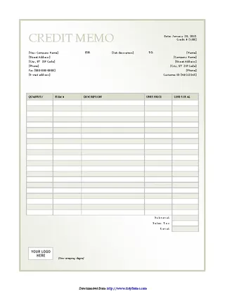 Forms Credit Memo Template