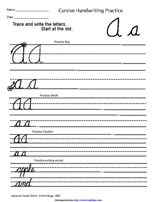 Cursive Letters Chart 1