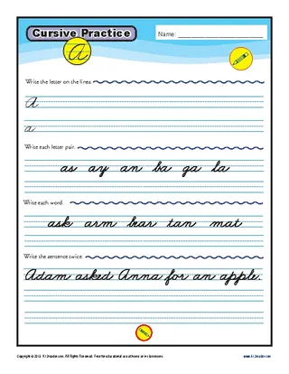 Cursive Writing Practice Template Example Format