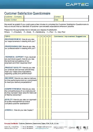 Forms Customer Satisfaction Questionnaire