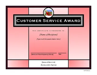 Customer Service Award Template