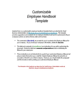Customizable Employee Handbook Template