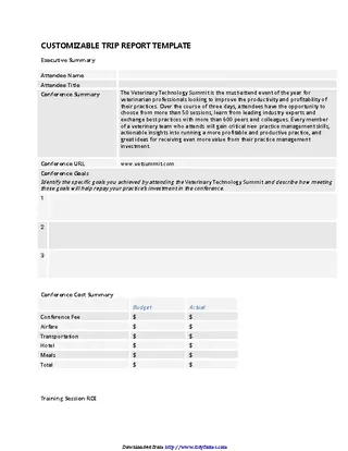 Customizable Trip Report Template