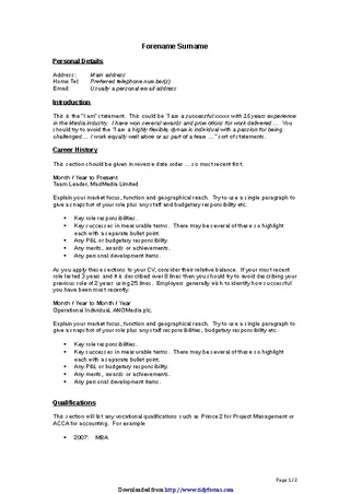 Cv Example General