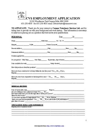 Cvs Employment Application